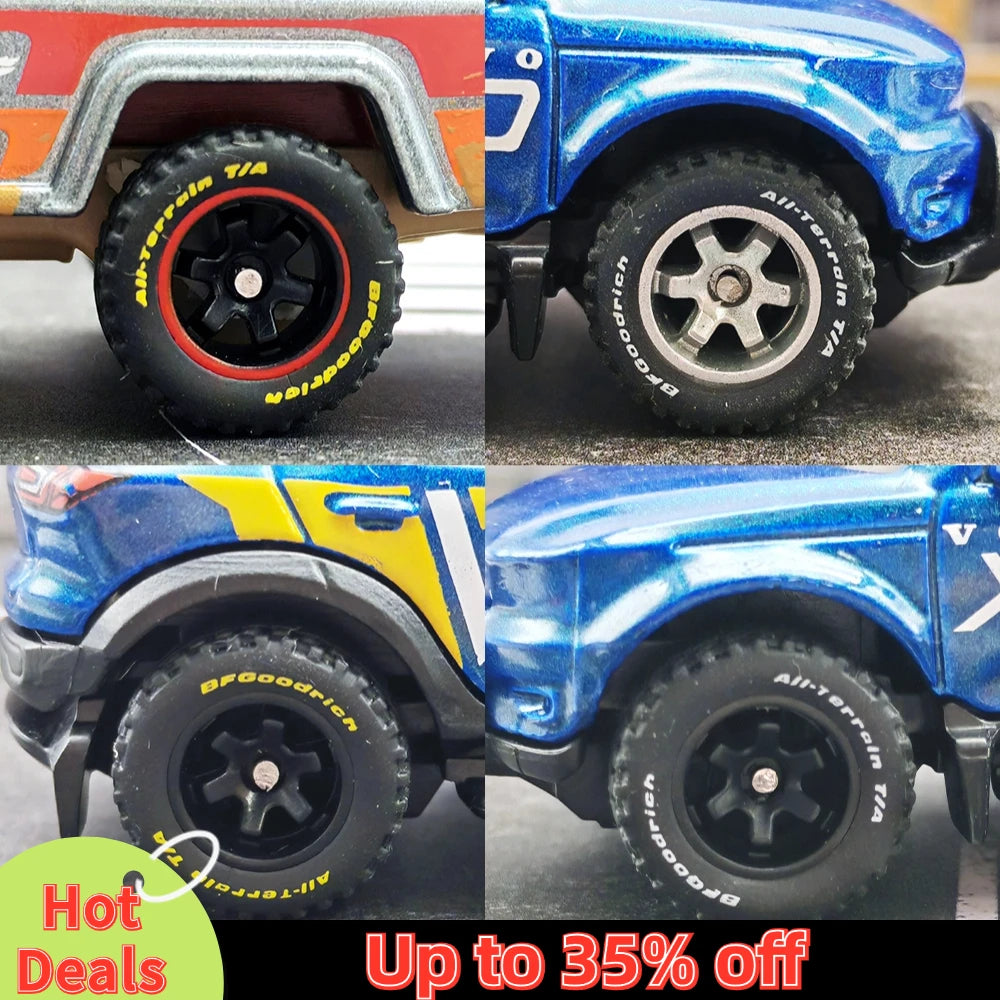 1/64 14mm Rubber Tires Tyre Band Letter & Diecast Car Wheels for 1:64 Off-Road Dedicated to Pickup Trucks, Large Sedan (1 Set)