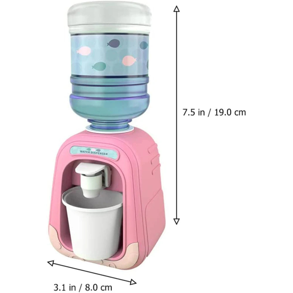Mini Children Dual Water Dispenser Toy Cute Cold/Warm Water Juice Milk Drinking Fountain Simulation Cartoon Kitchen Toy for Girl