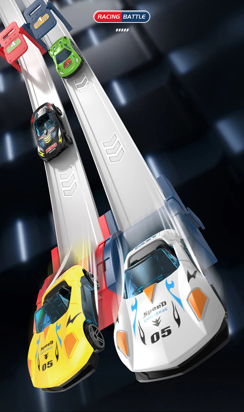 Kid Track Car Racing Set Toy DIY Assembled Track Kits Catapult Rail Car Racing Strategy Game Fun Interactive Social Toy Boy Gift