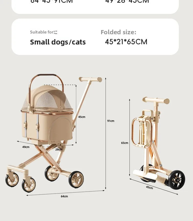 New Separable Pet Stroller, Portable One Click Recycling Cat Stroller, Universal Lightweight Baby Dog Stroller for Travel