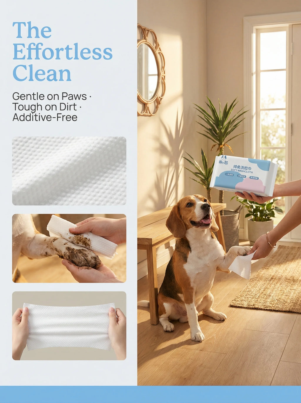 30PCS Ultra Soft Thick Disposable Pet Wipes Gentle Dog Cat Face Eye Paw Daily Cleaning Tear Stain Removal Grooming Supplies