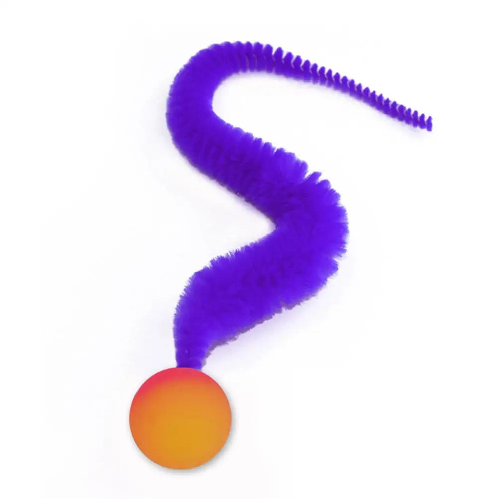 Cat Teaser Colorful Toy Bouncy Ball Fluffy Tail Simulation Kitten Bite Teaser Tool Interactive Cat Elastic Toy Supplies