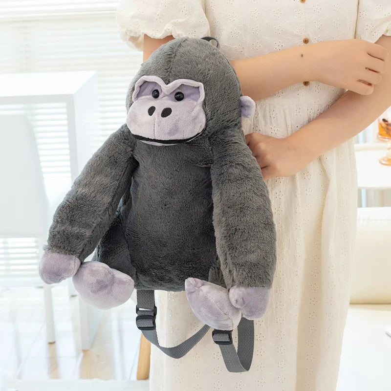 32CM Creative Gorilla Plush Backpack Cute Monkey Stuffed Doll Funny Student School Backpack Gifts