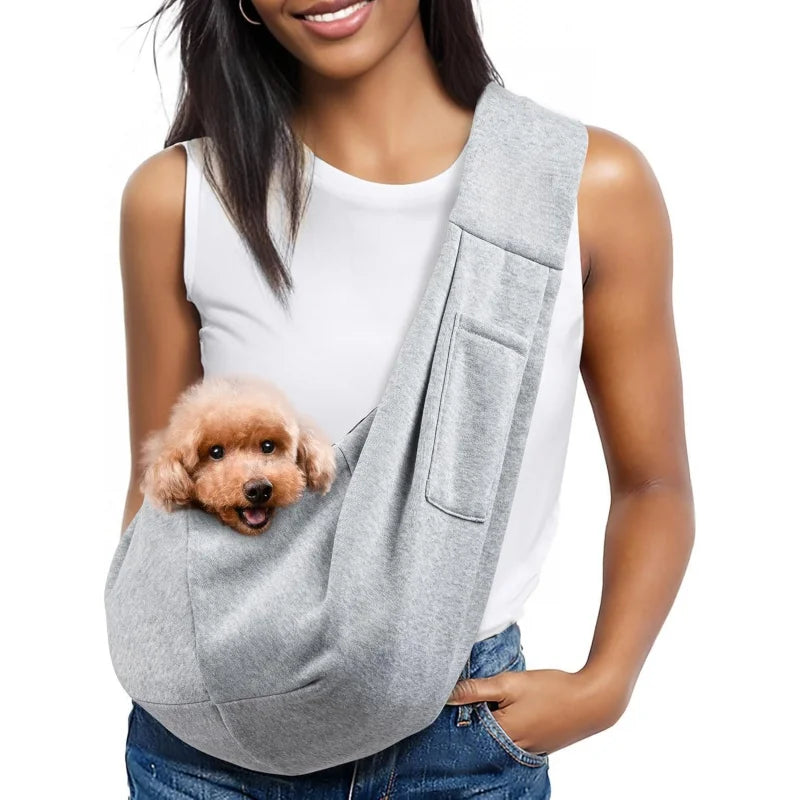 Gray Small Dog Chest Backpack 3-10 Portable Classic Pocket Pet Carrier with Shoulder Strap for Outdoor Use