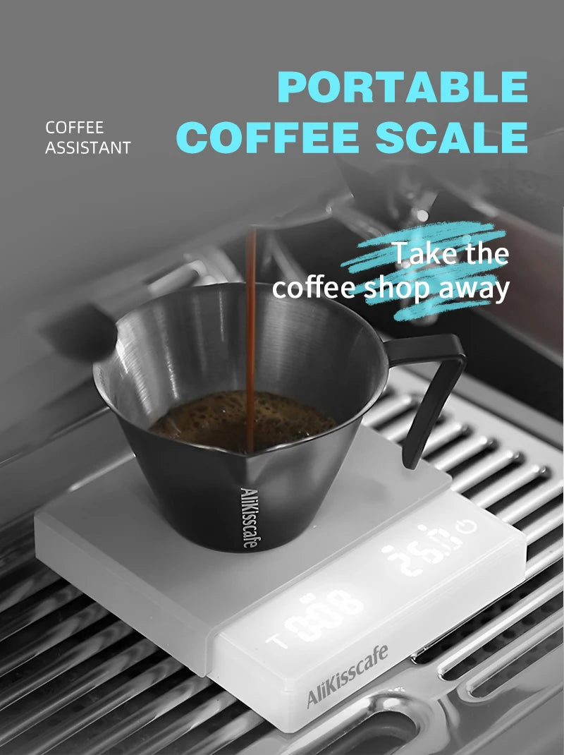 AliKisscafe Coffee Scale Digital Weight Electronic Kitchen Measuring Scales 0.1g High Precision Espresso Accessory Barista Tool
