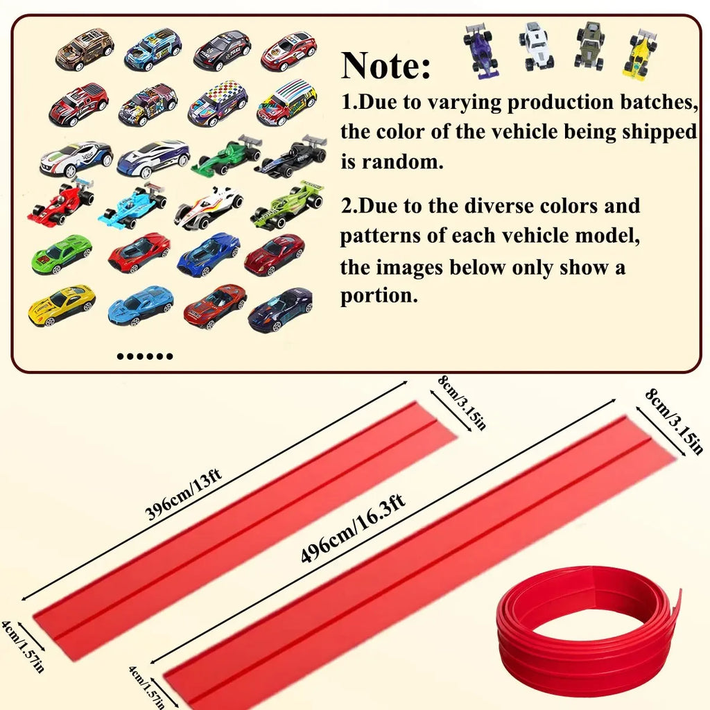 Soft Rubber Track Racing Car Toy Set, DIY Assembly Track, Educational Building Toys for Kids, Battery-Free Race Car Games