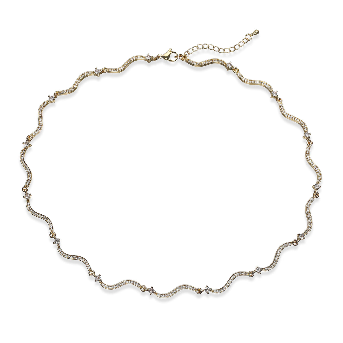 HECHENG,Korean Minimalist Style Fashion Wavy CZ Stone Chain Necklace/Bracelet/Ring Collar Jewelry Gift Selection 1 Pc