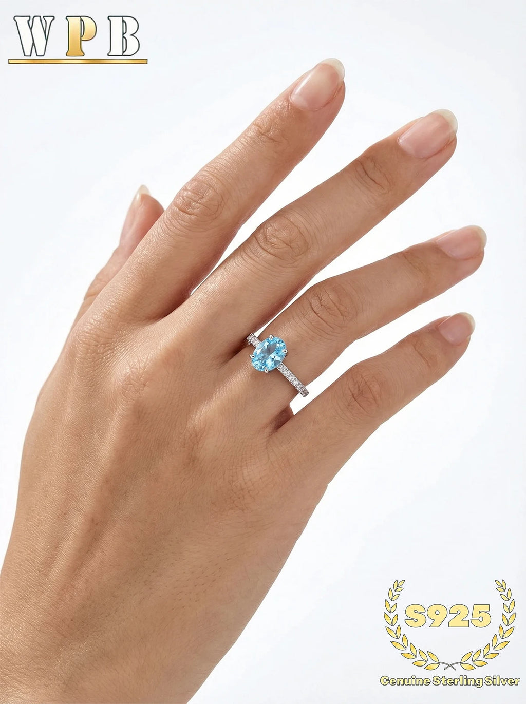 S925 Sterling Silver Ring 5x7mm Sparkling Oval Cut Paraiba Green&Blue CZ Luxury Elegant Gift for Valentine's Day and Birthday‌