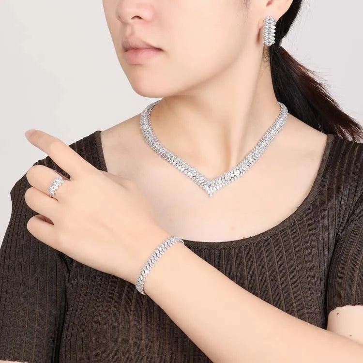 Jewelry Set HADIYANA Exquisite Jewelry for Women Luxury Cubic Zirconia High Quality Jewelry BN9297 Bridal Wedding Accessories