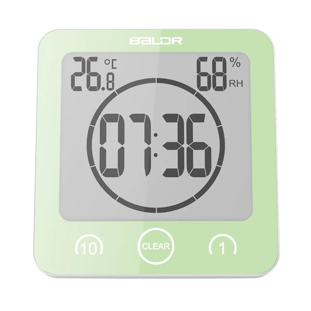 Waterproof Bathroom Wall Clock Digital Shower Clock Timer with Touch Screen, Temperature, Hanging Hole Stand for Kids & Adults