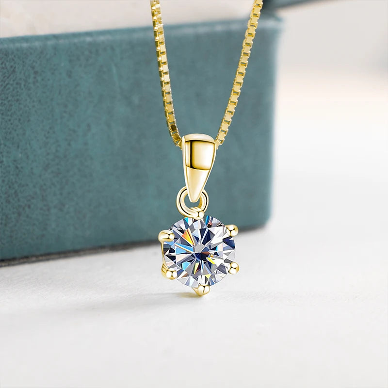 JoyceJelly 1Carat Moissanite Jewelry Set For Women Sterling S925 Silver Gold Plated Necklace Earrings Ring GRA Certified Wedding