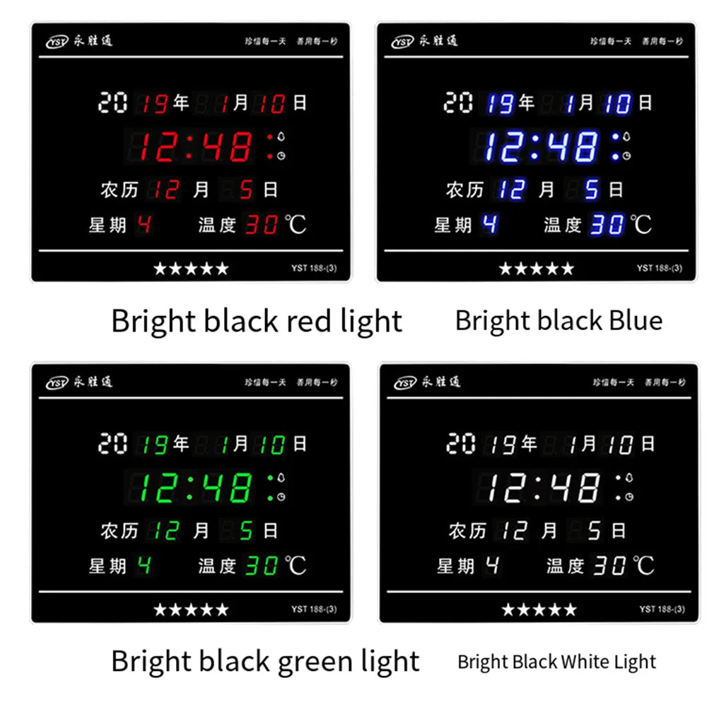 Perpetual Calendar Clock, Large Display Digital Wall Clock with Indoor Temperature and Humidity Perfect Office or Home Clock
