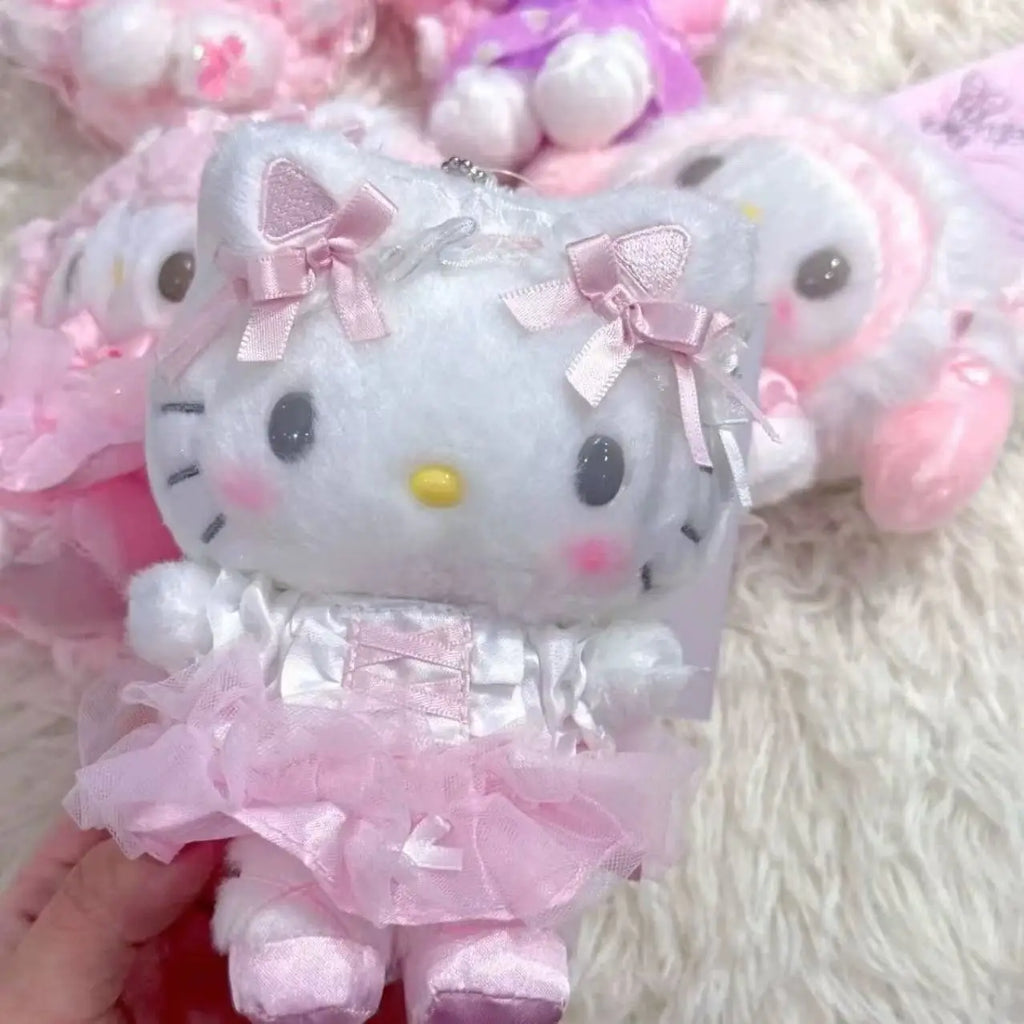 Forest Series Hello Kitty Floral Lace dress My Melody Plush Toy Keychain ballet dance My Sweet Piano KT Stuffed doll pendant