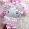 Forest Series Hello Kitty Floral Lace dress My Melody Plush Toy Keychain ballet dance My Sweet Piano KT Stuffed doll pendant