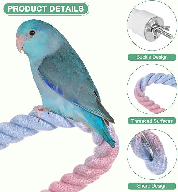 radient Colorful Bird Rope Perch Stand for Bird Cages Bendable Climbing Rope Cage Accessory Toy for Cockatiel Parakeet ﻿ ﻿