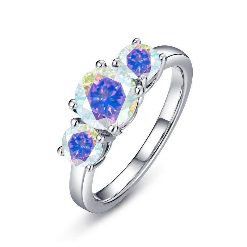 JoyceJelly S925 Sterling Silver Colors Moissanite Ring 2CT 4CT Total Full Moissanite Diamond Jewelry For Wedding Engagement Gift