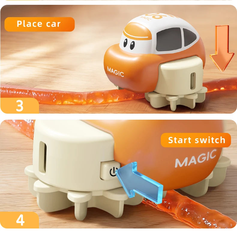 DIY Assemble Variable Track Toy Car, Educational Electric Mini Car with Crystal Mud Track, Magical Dream Changeable Track Toys