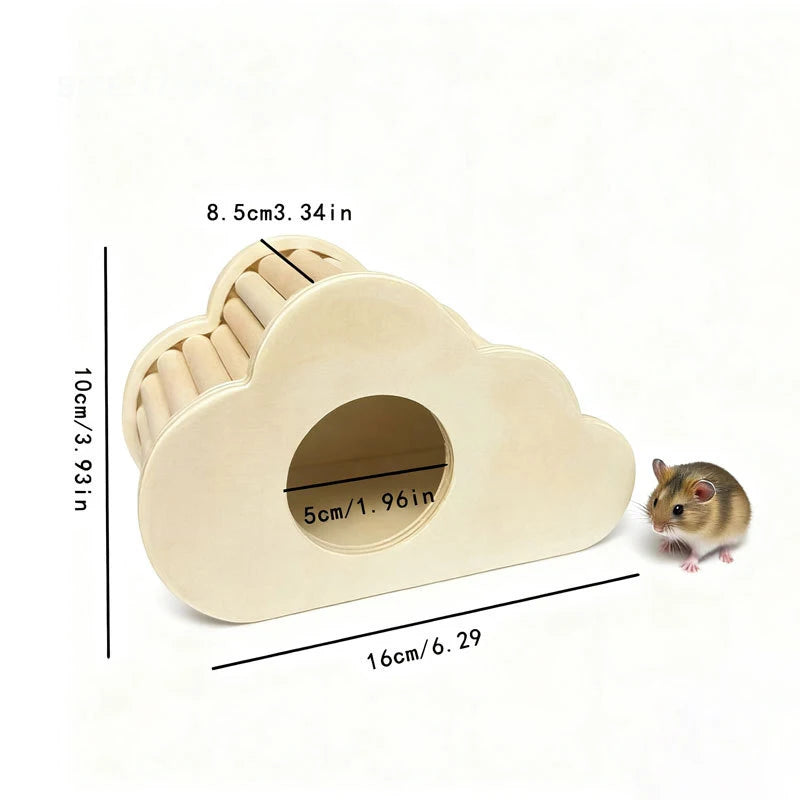 Unpainted Wooden Guinea Pig Hideout Climb House - Hamster Cage Decor Play Tunnel Small Animal Chew Toy Pet Habitat Accessories