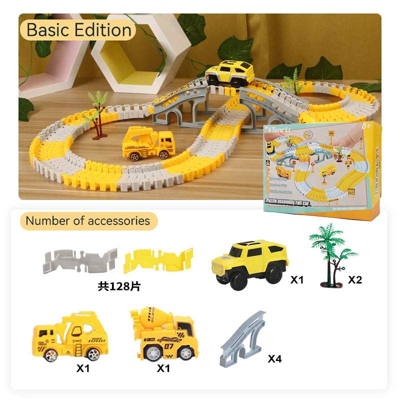 137pc Boys Halloween Christmas Gifts DIY Car Track Assemble Puzzle Toys Parent-Child Interactive Building Toys Family Party Toys