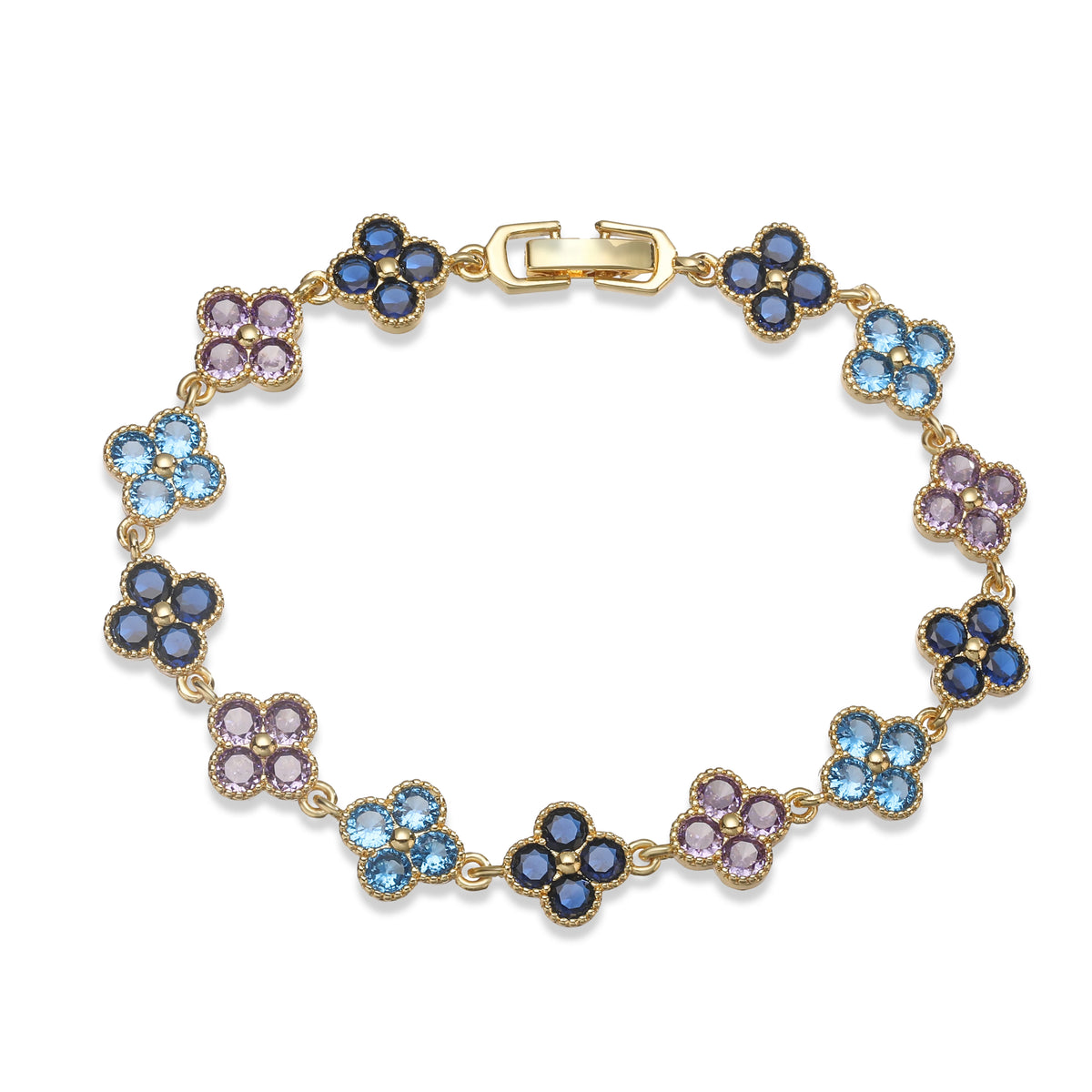 Multi-Color Women's Zircon Flower Delicate Bracelet/Necklace Rainbow Jewelry Gift Optional Mix-and-Match 1 Pcs