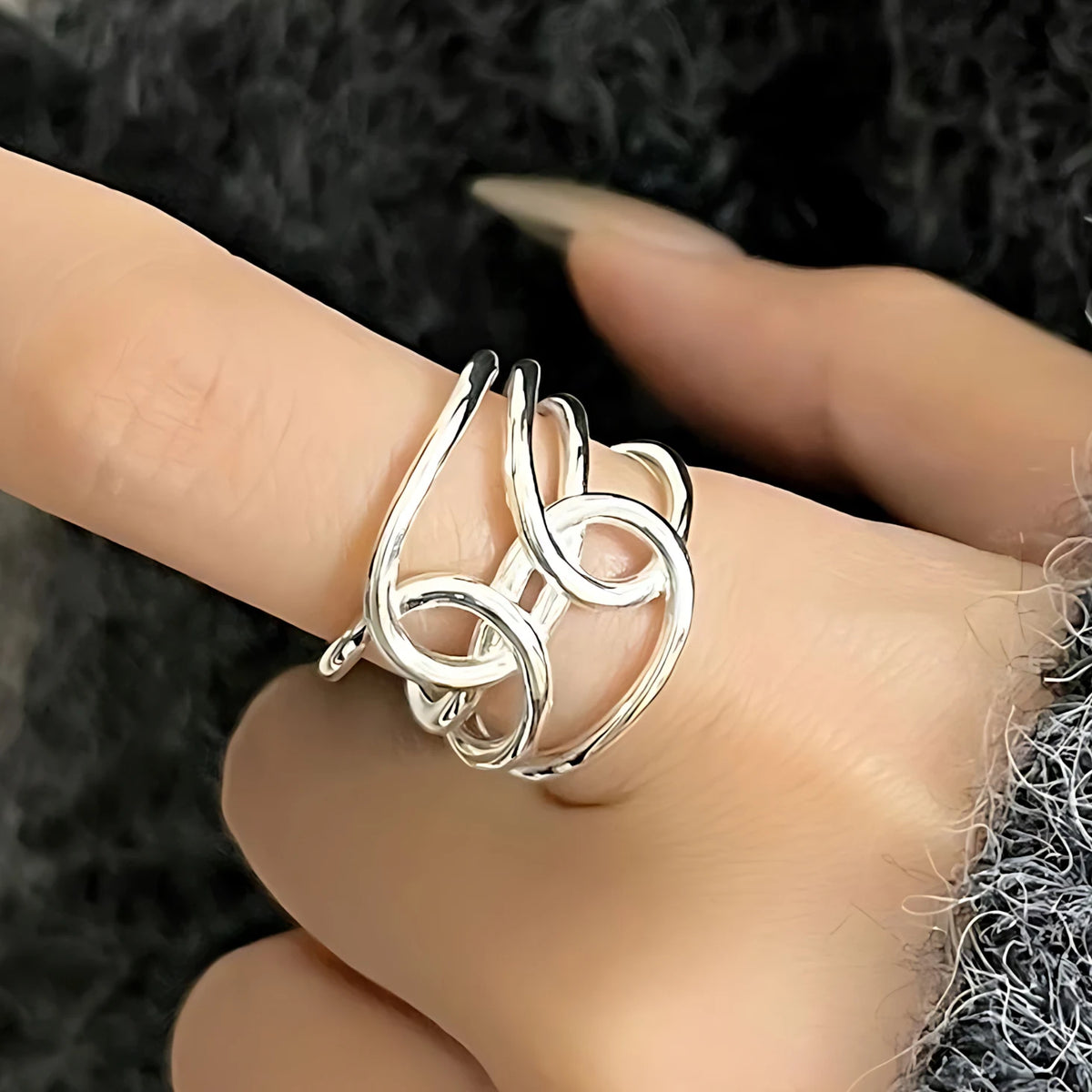 Sam Panda 925 Sterling Silver Mask Ring For Women Gift Frosting Vintage Irregular Personality Punk Jewelry Dropshipping
