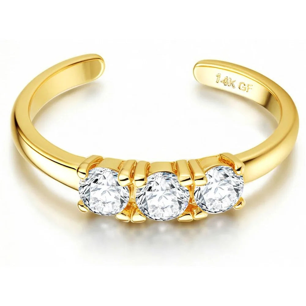 Bobisty 14K Gold Plated Toe Rings for Women Adjustable Toe Ring Non Tarnish Open Band Toe Rings CZ Bow Summer Beach Foot Jewelry