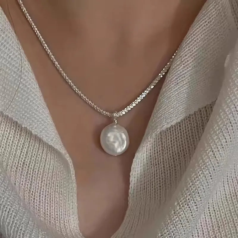 VENTFILLE 925 Sterling Silver Bead Geometry Necklace for Women Girl Korean Design Versatile Choker Jewelry Dropship Wholesale