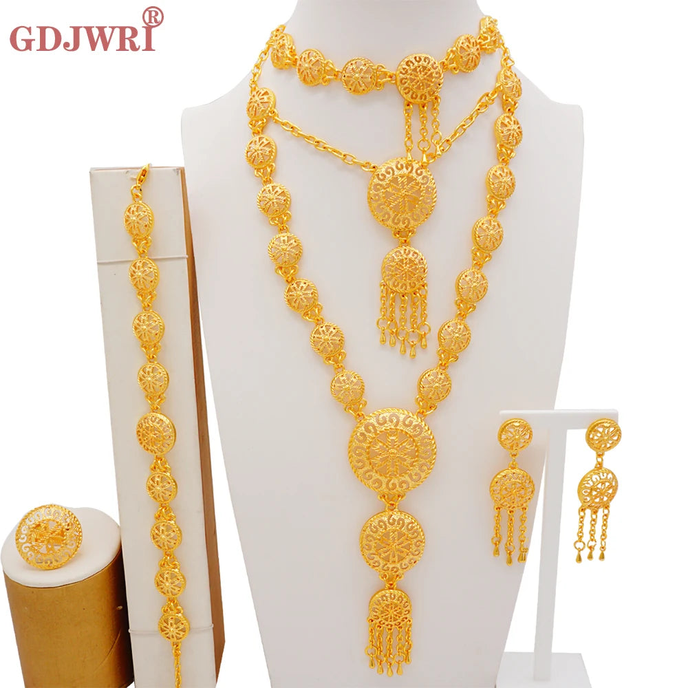 Ethiopian Fashion Women's Jewelry Set African Wedding Jewelry Set Necklace, Bracelet, Earrings, and Ring Set