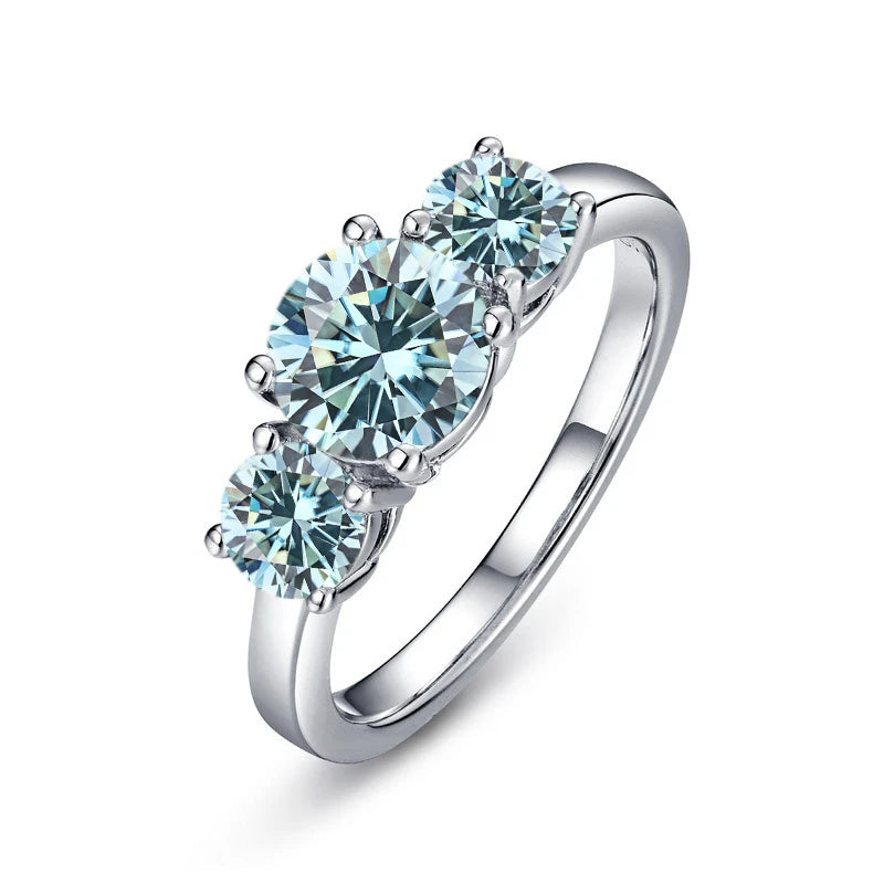 JoyceJelly S925 Sterling Silver Colors Moissanite Ring 2CT 4CT Total Full Moissanite Diamond Jewelry For Wedding Engagement Gift