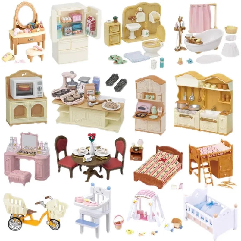 The new Japanese Sylvanian Families play house toy doll animal mini Kawaii Cute Doll Model Kids Toys Birthday Gifts For Girl