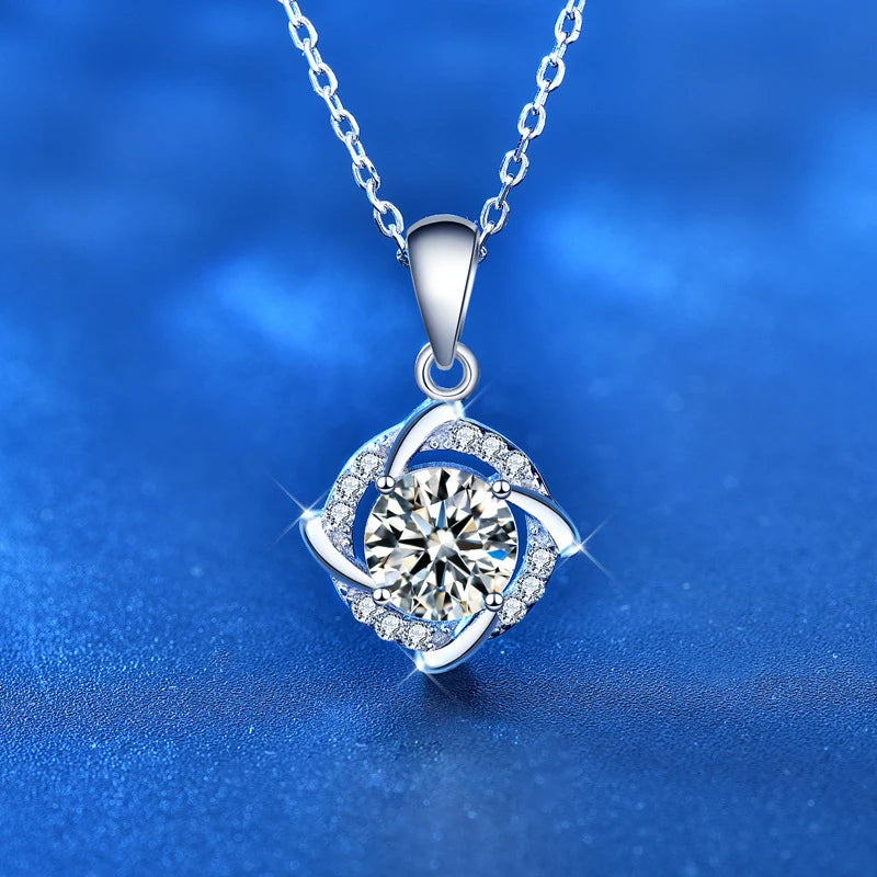Fashion Luxury Trendy Classic 1ct GRA Moissanite Irregular Sqaure Necklace For Charm Women 925 Silver Party Jewelry Gift