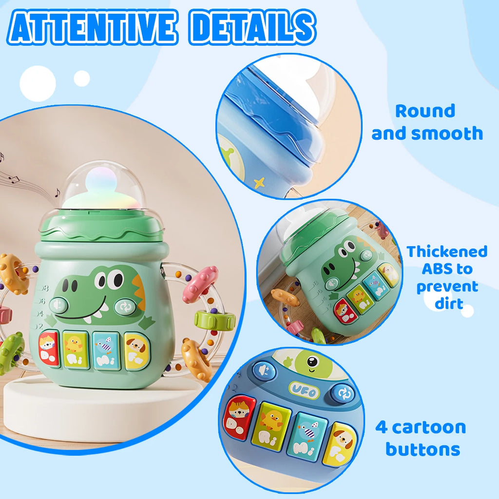 Mobile Soothing Vocal Music Toys For 6M+ Newborn Soft Teether Rattles Educational Toy Baby Musical Feeding Bottle Pacifier
