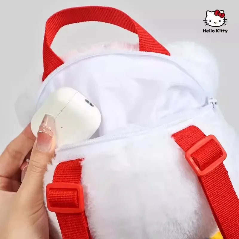 Genuine Anime Sanrio Hello Kitty Plush Backpack Kawaii Stuffed Toy Cartoon Schoolbag Bag for Girls Kids Birthday Gift