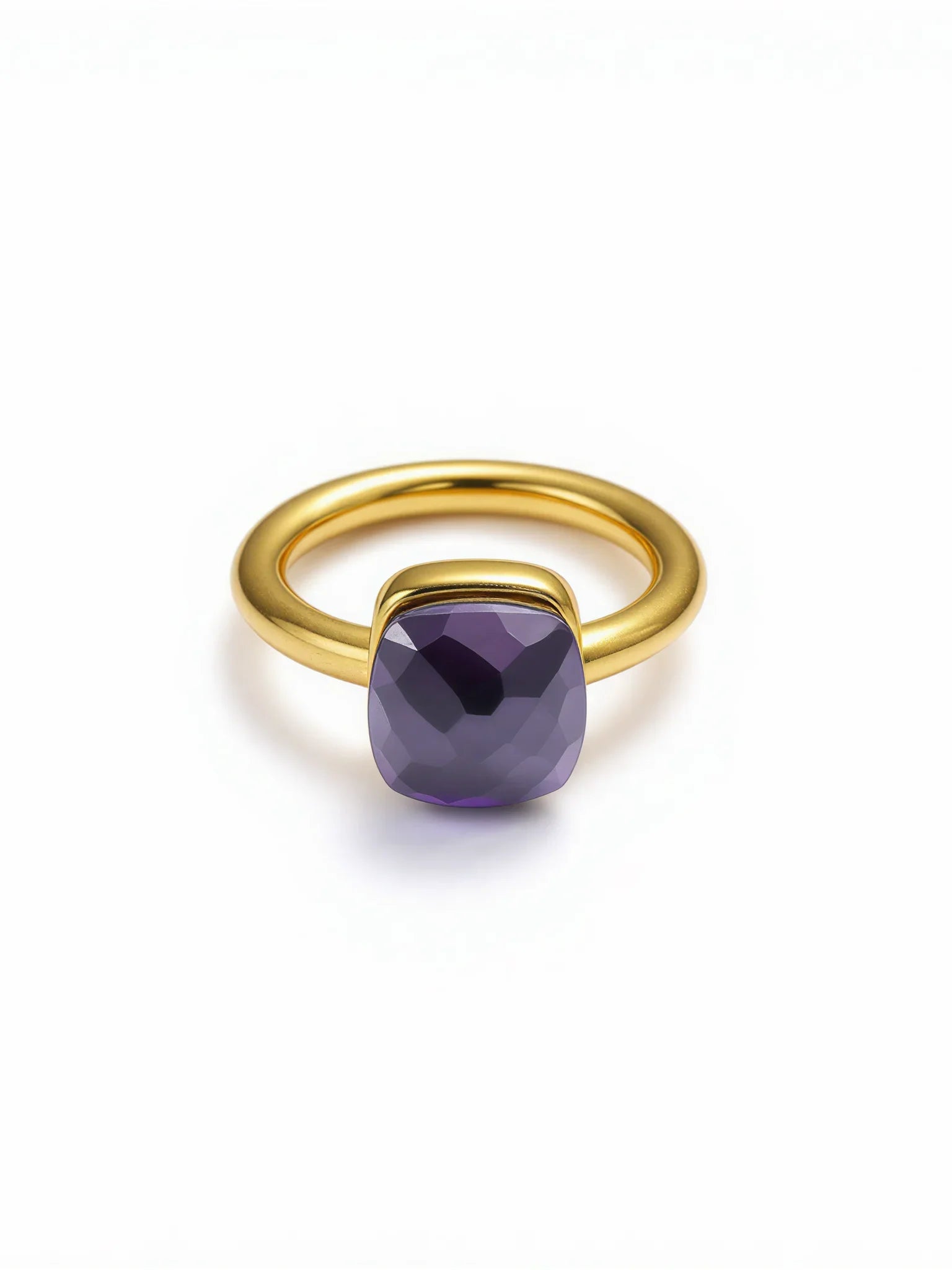 Colorful Crystal Nude Ring for Women 18K Gold Plated Stainless Steel Candy Color Square Stone Statement Rings Jewelry Gift