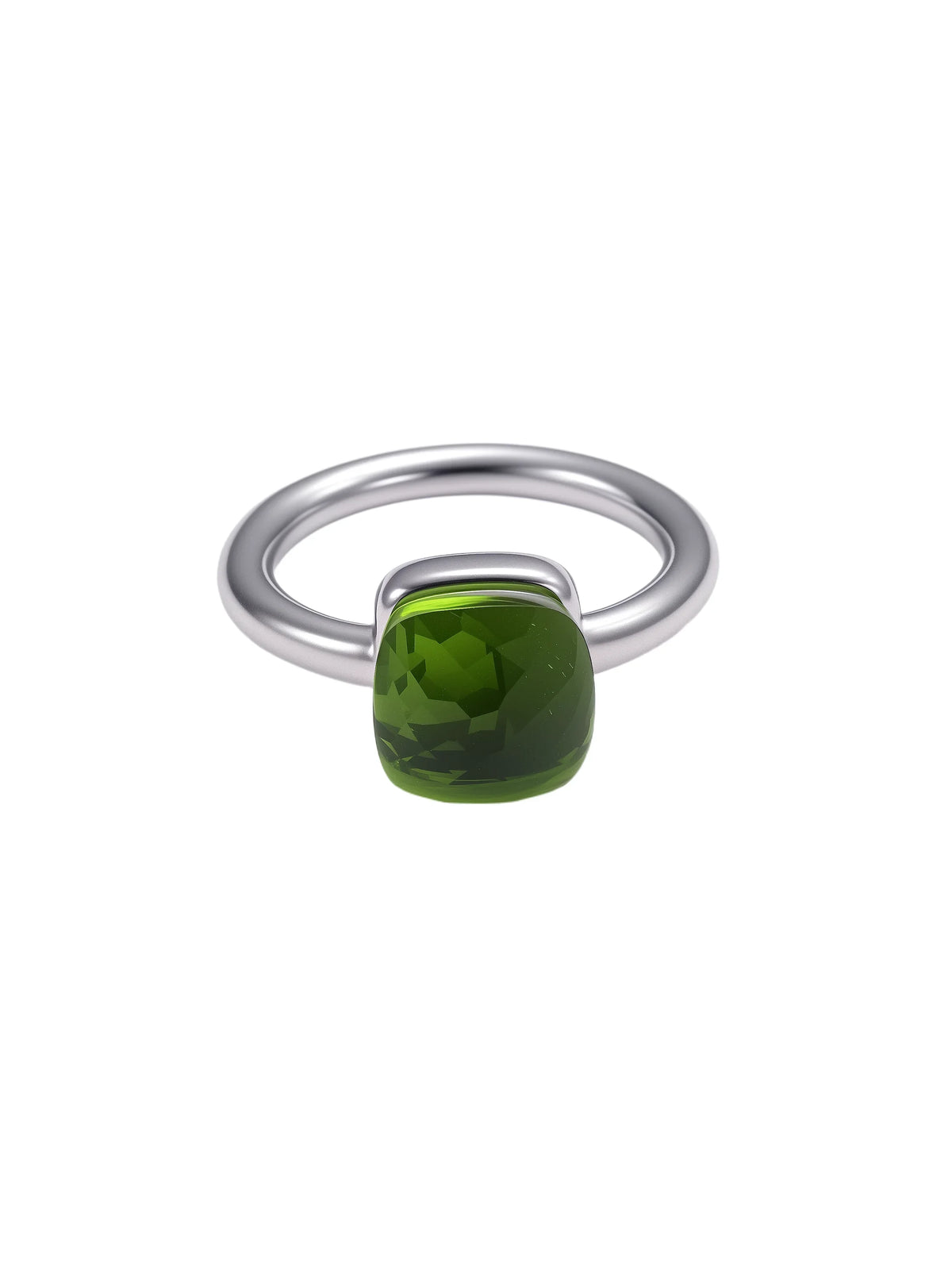 Colorful Crystal Nude Ring for Women 18K Gold Plated Stainless Steel Candy Color Square Stone Statement Rings Jewelry Gift