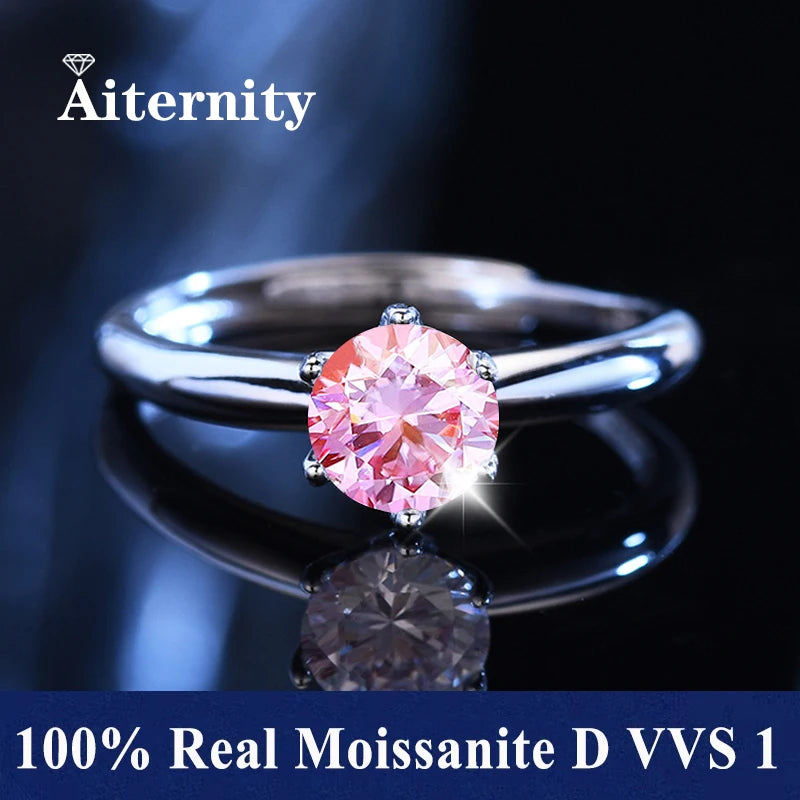 100% Real Moissanite Ring D VVS1 Pass Diamond Test Pen Adjustable Size S925 Sliver GRA Certificate Wedding Rings for Women