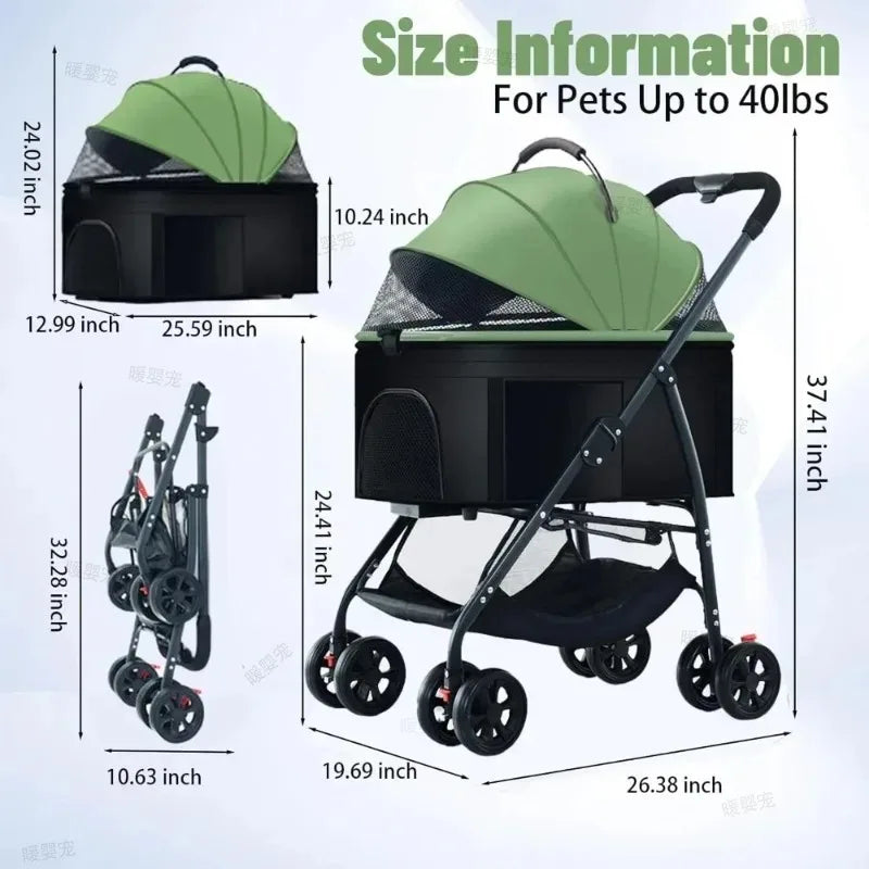 Foldable Pet Car Strollers 3in1 Outdoor Cart Specifically Designed for Walking Dogs Infants Medium-sized Small Dogs Cats