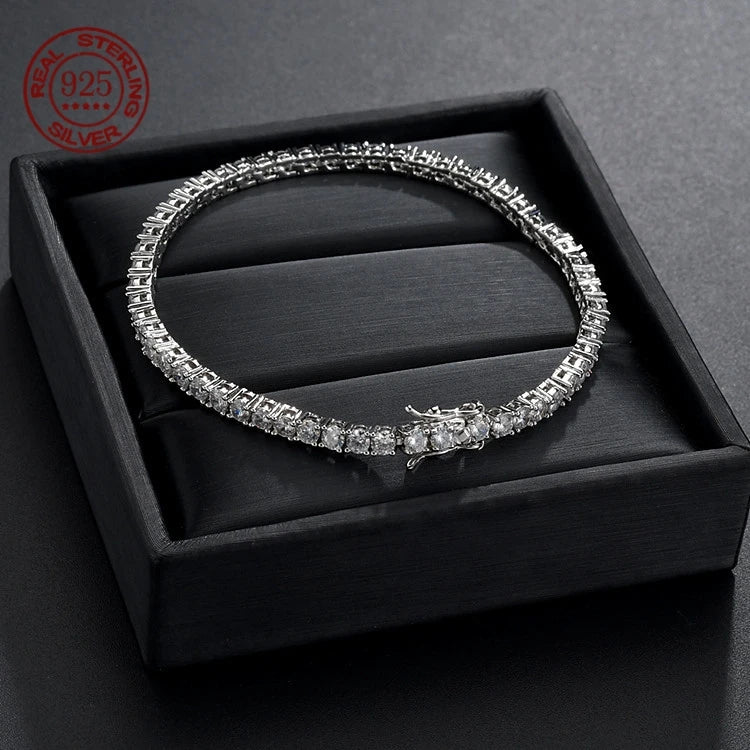 D VVS1 Moissanite Tennis Necklace For Women Top Quality 100% 925 Sterling Silver Sparkling Party Fine Jewelry