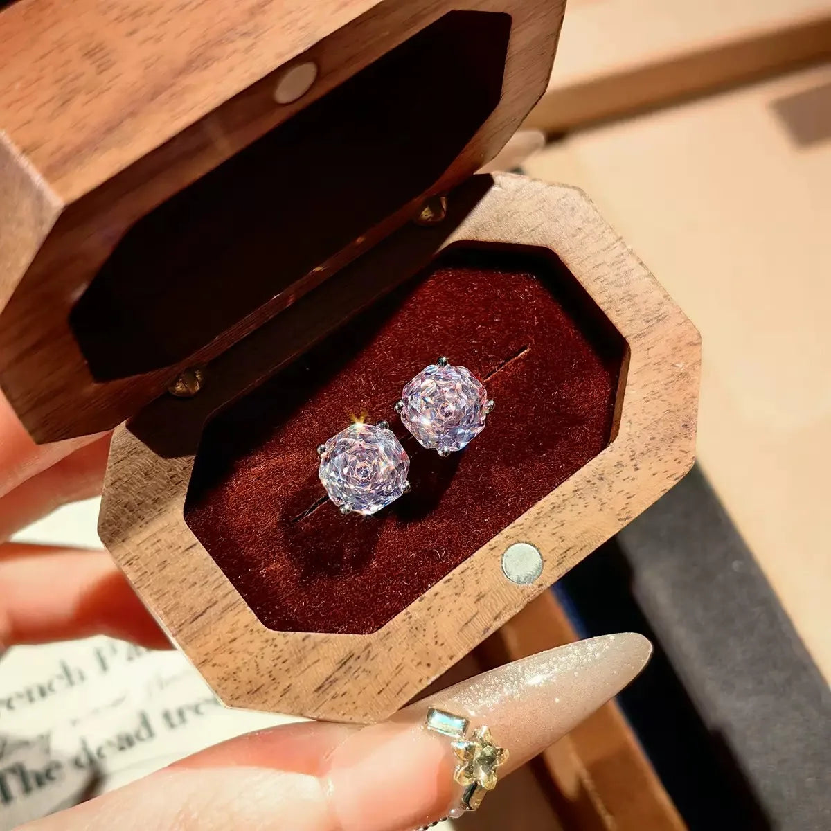Luxury Classic 925 Sterling Silver Octagonal Rose Cut Brilliant High Carbon Diamond Jewelry Set Anniversary Elegant Jewelry