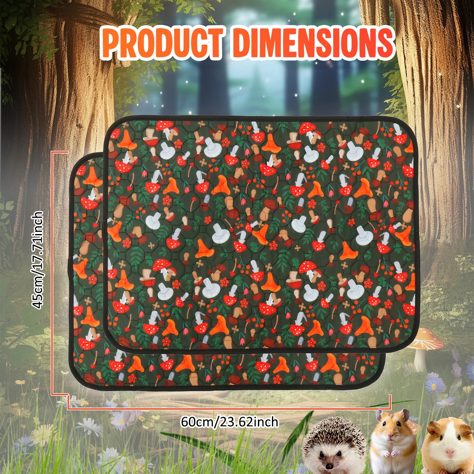 2Pcs Guinea Pig Cage Liner Reusable Washable Rabbit Absorbent Mat Waterproof Hamster Pee Pad for Guinea Pig Rabbit Hedgehog