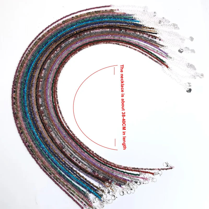 Natural Semi-precious Stone Necklaces for Women and Men Cut Angle 2mm Beads Crystal Necklace Bracelet Gem Zircon Agate Jewelry