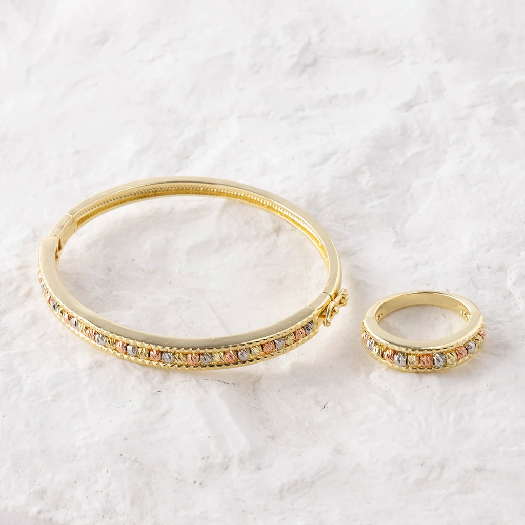 Copper Metal Beads Cross Bangle for Women Fashion Jewelry Delicate Multicolor Exquisite Holiday Gift