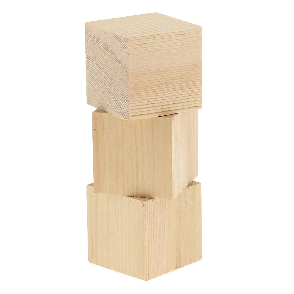 Natural Blocks Unfinished Wooden Cubes for Hobbies Model Making Craft
