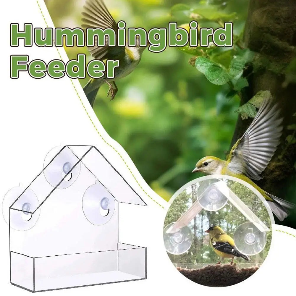 Acrylic Bird Feeder Clear Window Outside Hanging Bird Feeder House With Suction Cup For Garden Outdoor Backyard Patio Yard 1-5PC