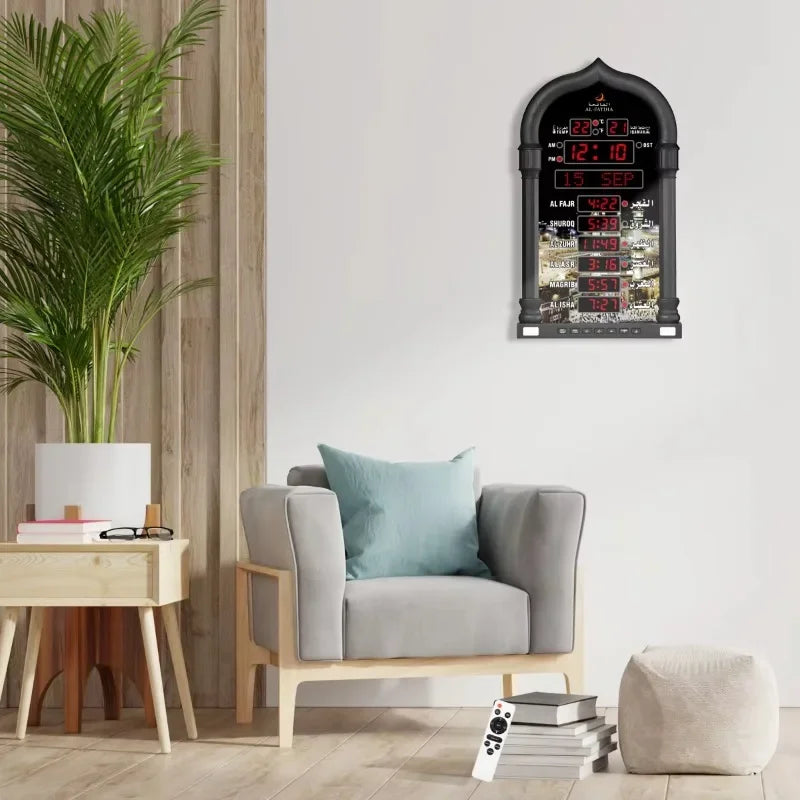 Azan Wall Clock Muslim Islamic Islam stylish Prayer Reminder Alarm Mosque Wall Clock Prayer Time Hijri Digital LED Azan