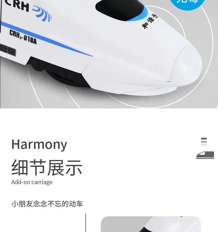 Harmony Railcar Simulation High-speed Railway Train Toys 3D Electric Bullet Train with Light Model Building Toy GIft Car for Kid