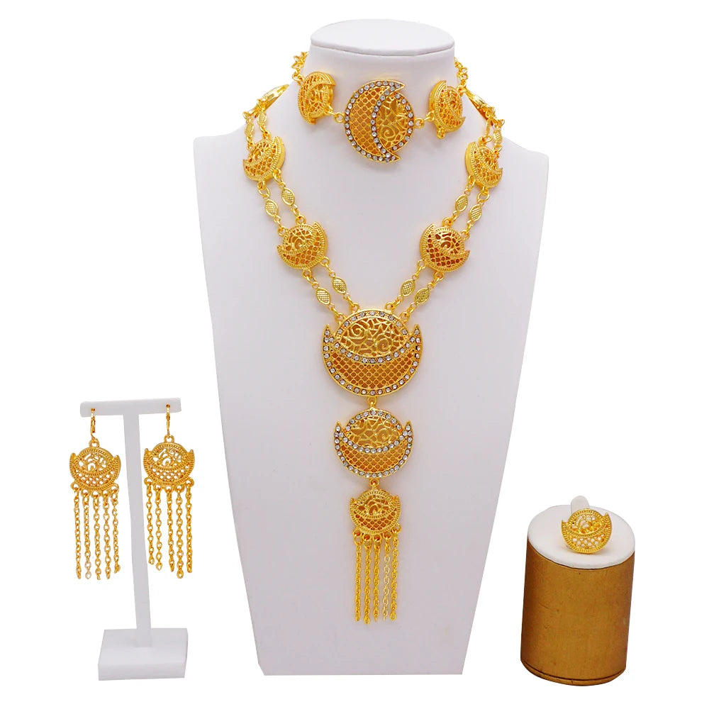 Ethiopian Fashion Women's Jewelry Set African Wedding Jewelry Set Necklace, Bracelet, Earrings, and Ring Set