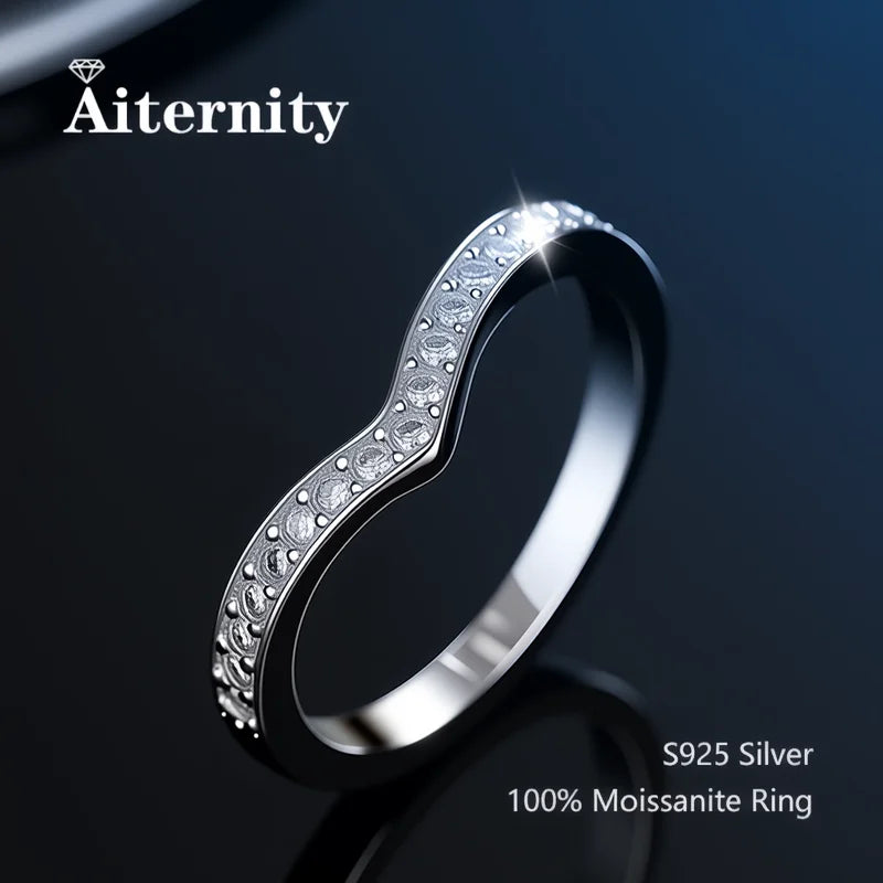 925 Sterling Silver Female Single Tail Ring100% Pass Diamond Tester Pen Moissanite Ring Matching Wedding Diamond Band for Women