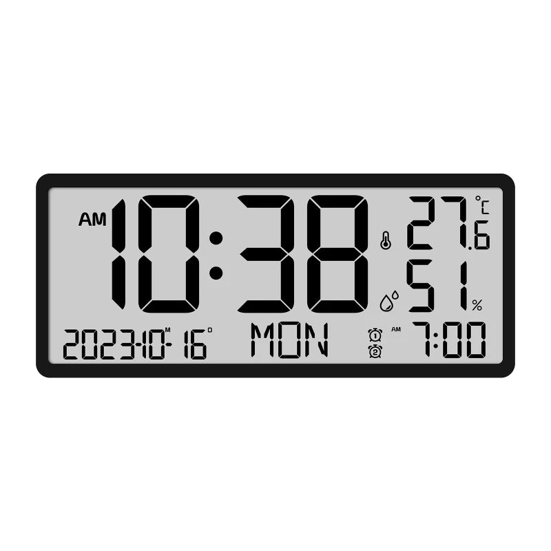 LCD Display Multifunctional Wall Clock Simple Modern Alarm Clock Large Screen Temperature Humidity & Electronic Clock