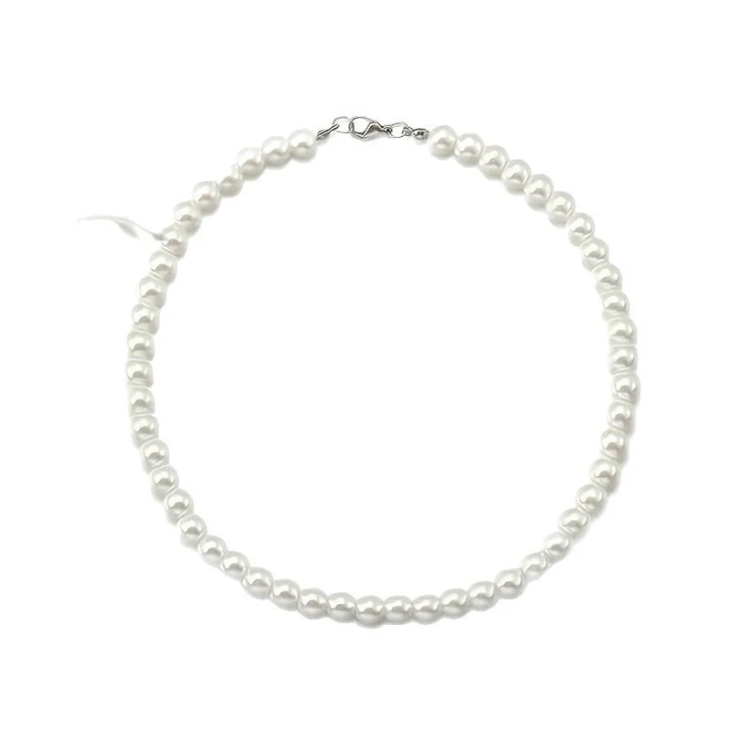 Pearl Necklace Men Simple Handmade Strand Bead Necklace 2026 New Trendy Men Jewelry for Women Girls Wedding Banquet Necklaces